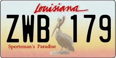 LA license plate ZWB179