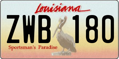 LA license plate ZWB180