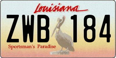 LA license plate ZWB184