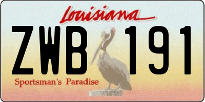 LA license plate ZWB191