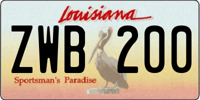 LA license plate ZWB200