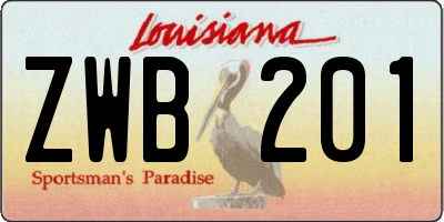 LA license plate ZWB201