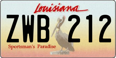 LA license plate ZWB212