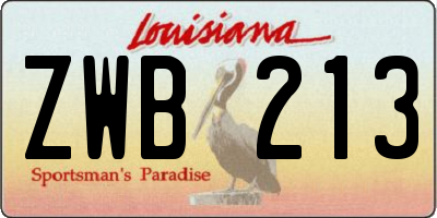 LA license plate ZWB213