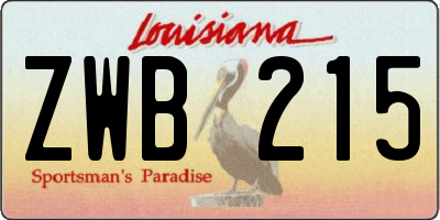 LA license plate ZWB215