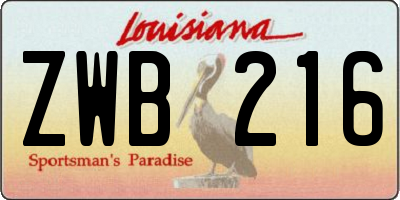 LA license plate ZWB216