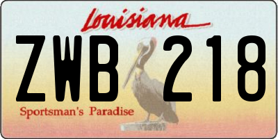 LA license plate ZWB218