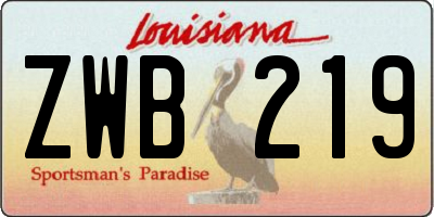 LA license plate ZWB219