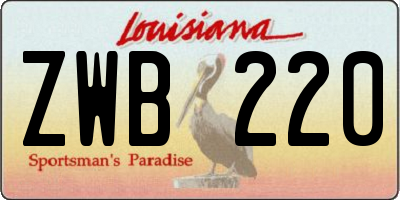 LA license plate ZWB220