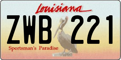 LA license plate ZWB221