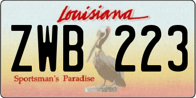 LA license plate ZWB223