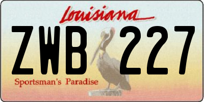 LA license plate ZWB227