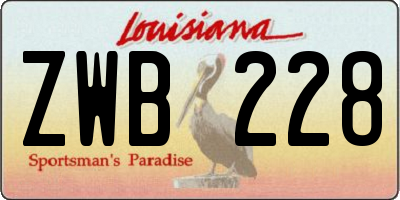 LA license plate ZWB228