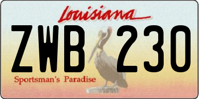 LA license plate ZWB230