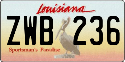 LA license plate ZWB236