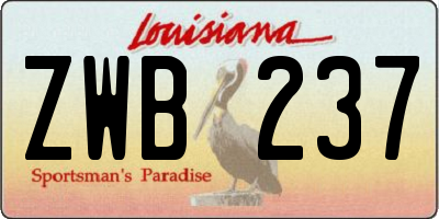 LA license plate ZWB237