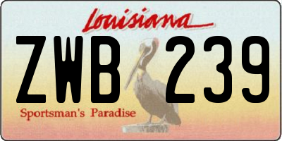 LA license plate ZWB239