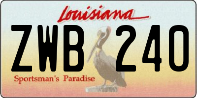 LA license plate ZWB240