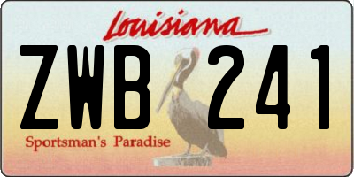 LA license plate ZWB241