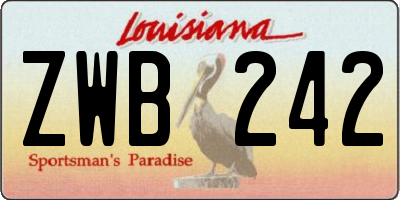 LA license plate ZWB242