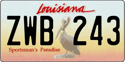 LA license plate ZWB243