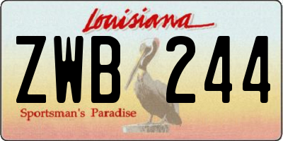 LA license plate ZWB244