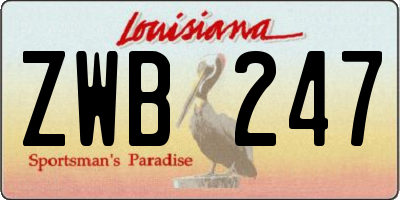 LA license plate ZWB247