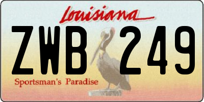 LA license plate ZWB249
