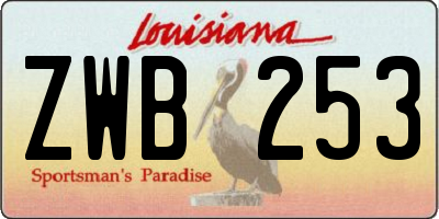 LA license plate ZWB253