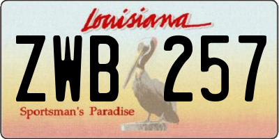 LA license plate ZWB257
