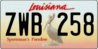 LA license plate ZWB258