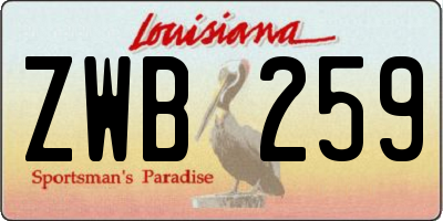 LA license plate ZWB259