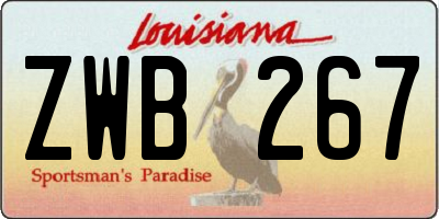 LA license plate ZWB267