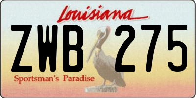 LA license plate ZWB275