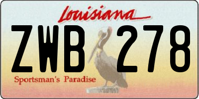 LA license plate ZWB278