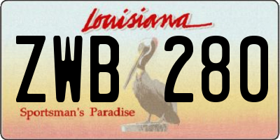 LA license plate ZWB280