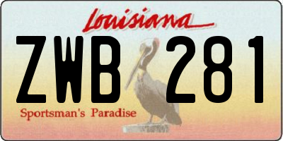 LA license plate ZWB281