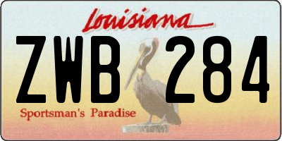 LA license plate ZWB284