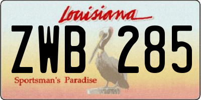 LA license plate ZWB285
