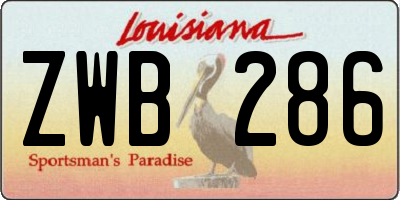 LA license plate ZWB286