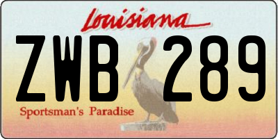 LA license plate ZWB289
