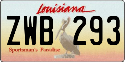 LA license plate ZWB293