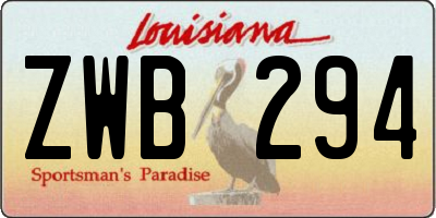 LA license plate ZWB294