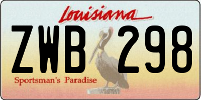 LA license plate ZWB298