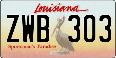 LA license plate ZWB303