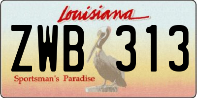 LA license plate ZWB313