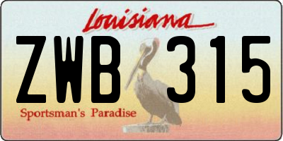 LA license plate ZWB315
