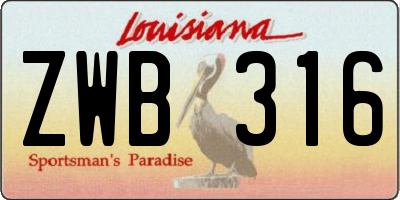 LA license plate ZWB316