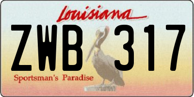 LA license plate ZWB317