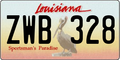 LA license plate ZWB328